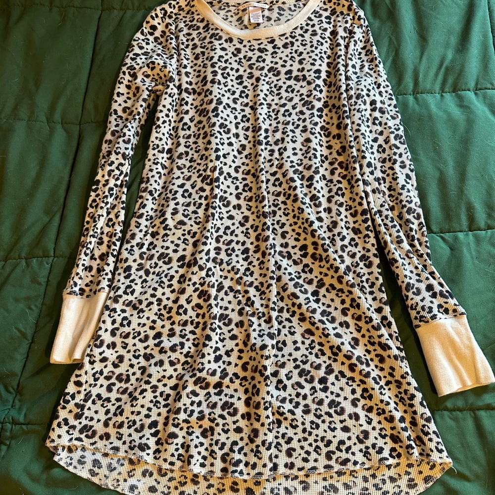 Small Victoria’s Secret leopard print waffle long sleeve dress